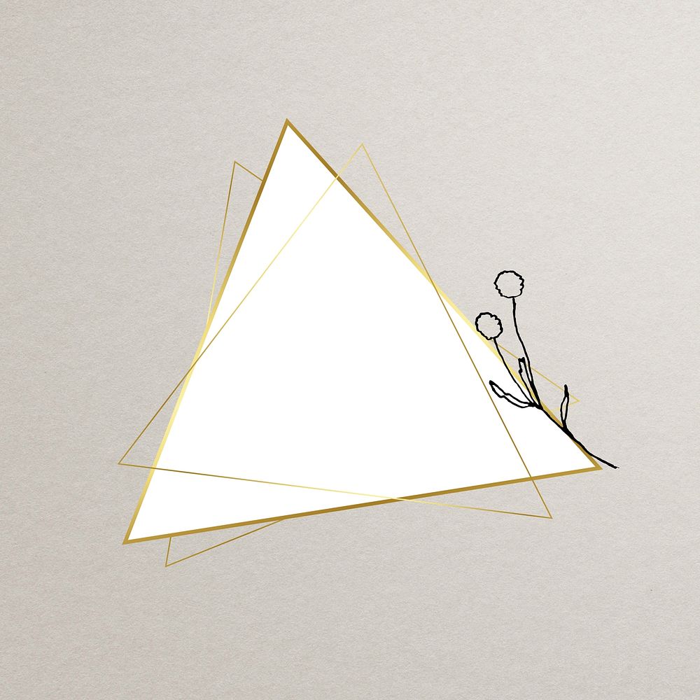Triangle gold frame, leaf line art design