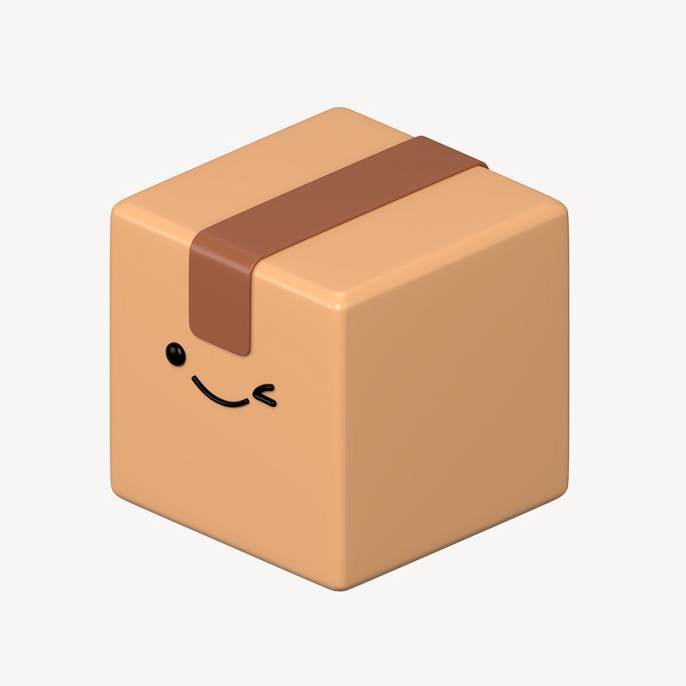 3D smiling parcel box, emoticon Free Photo rawpixel