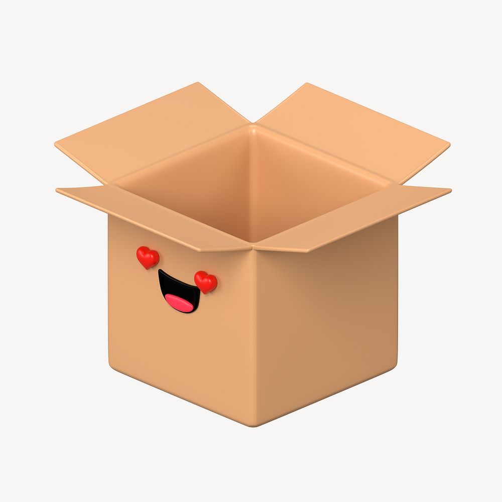 3D in love parcel box, emoticon illustration