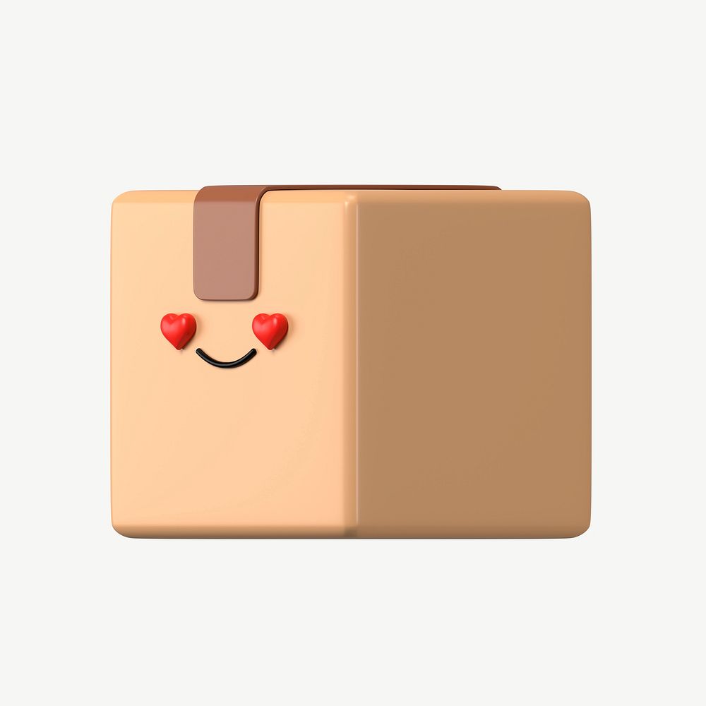 3D in love parcel box, emoticon illustration psd