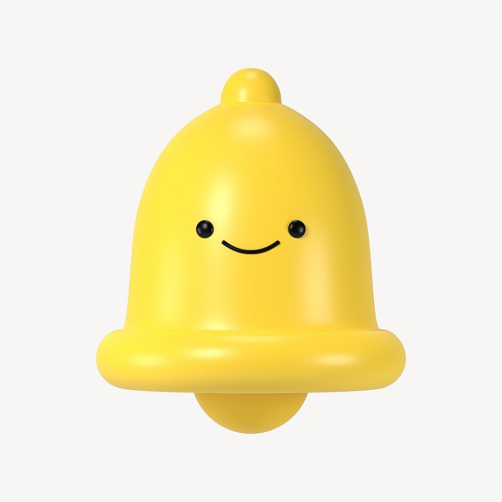 3D happy bell, emoticon illustration