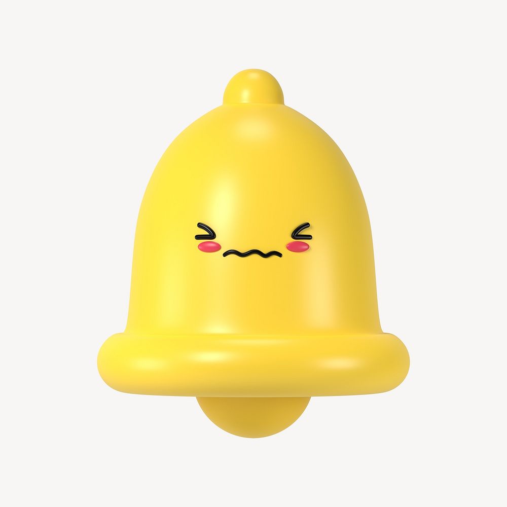 3D blushing face bell, emoticon illustration