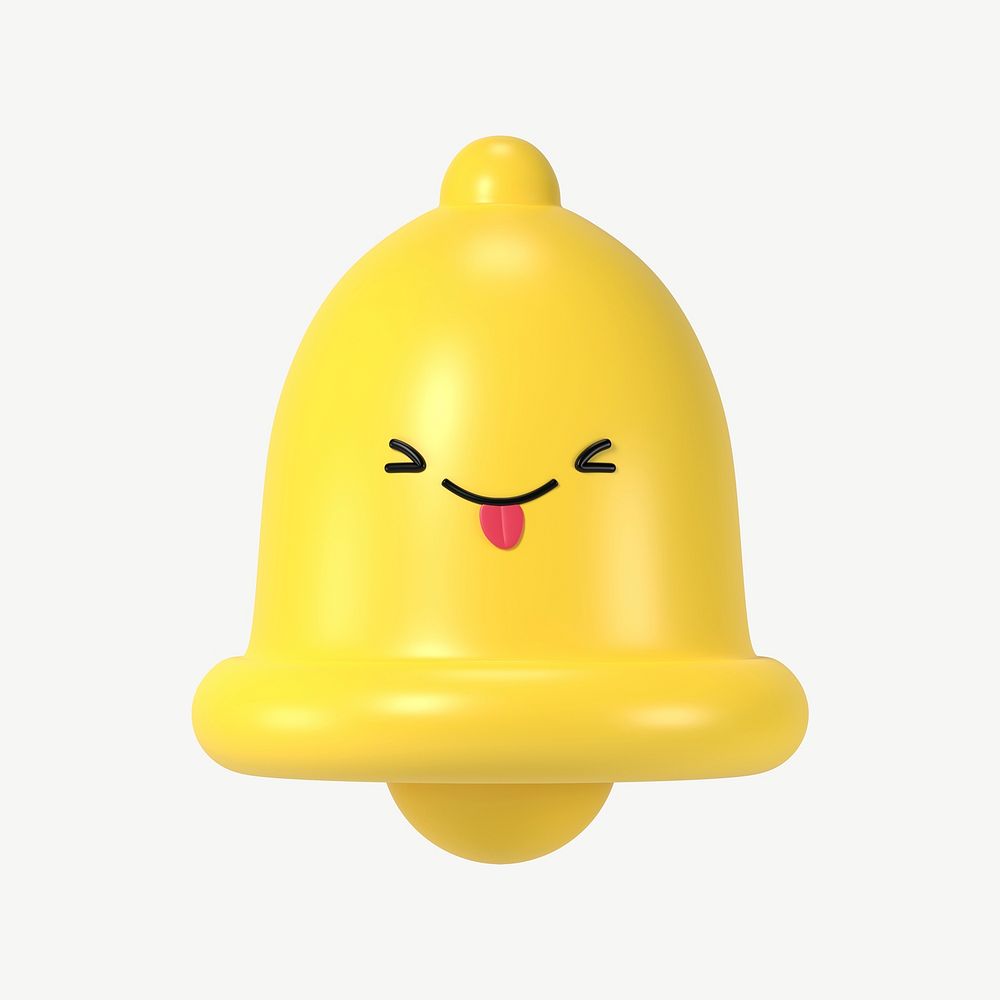 3D playful face bell, emoticon illustration psd