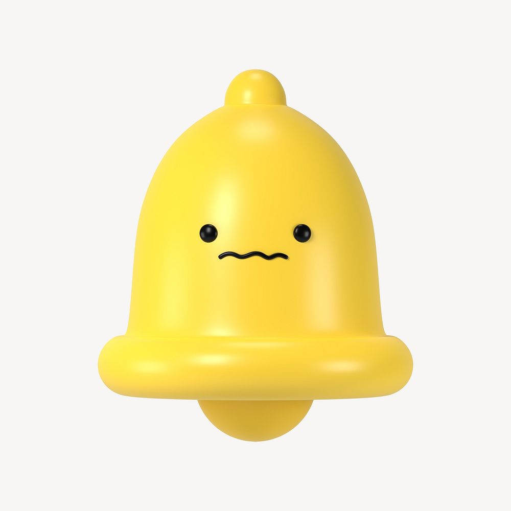 3D scared bell, emoticon illustration