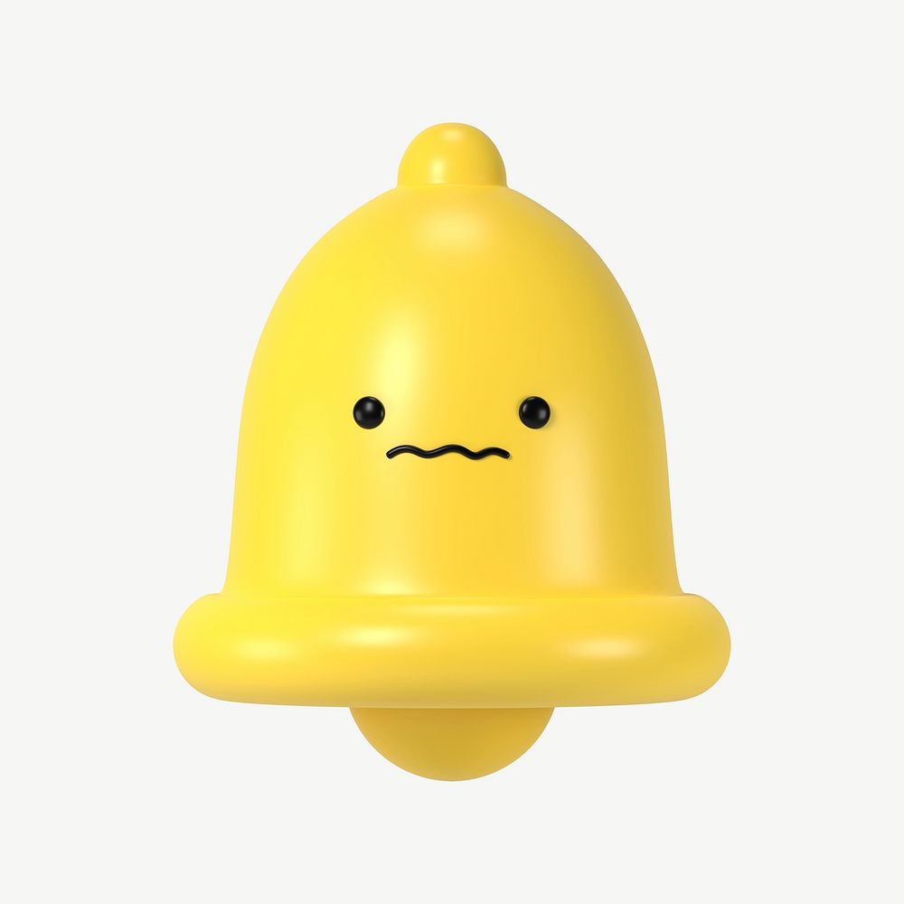 3D scared bell, emoticon illustration psd