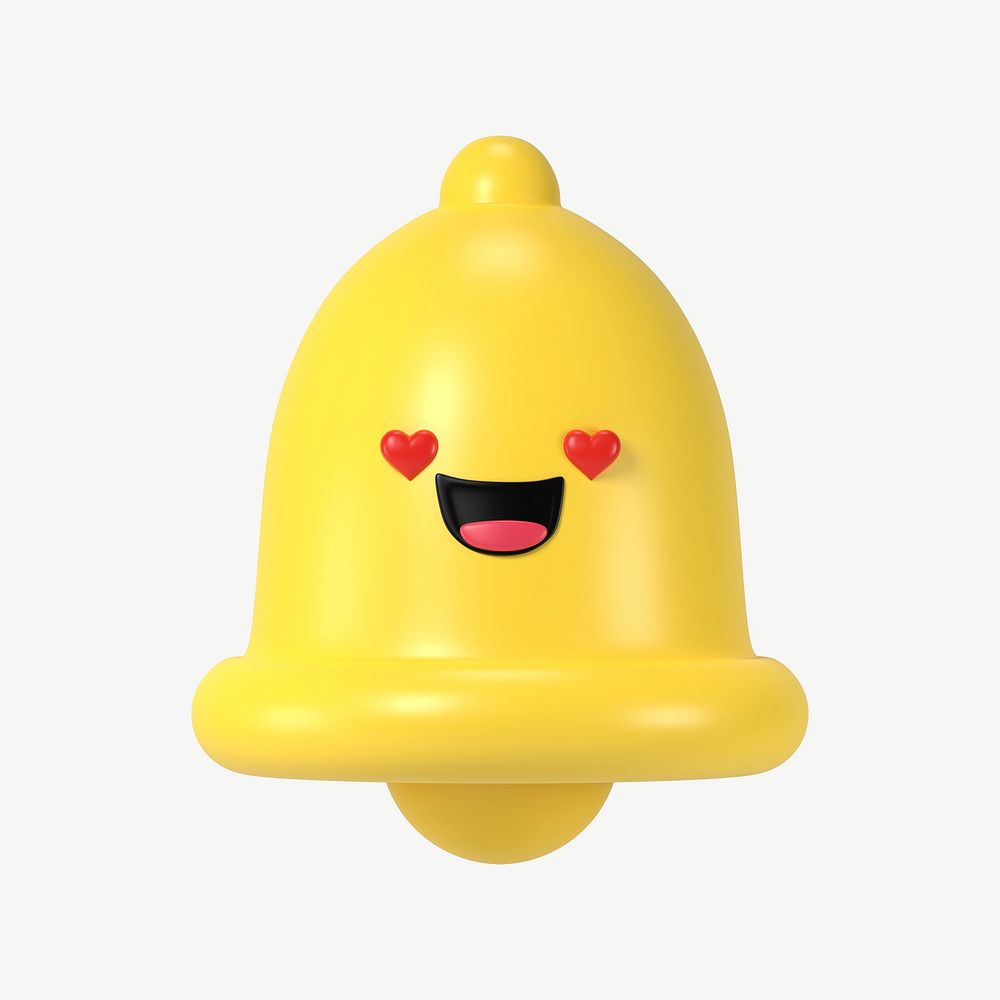 3D in love bell, emoticon illustration psd