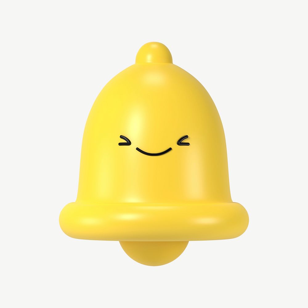 3D smiling bell, emoticon illustration psd