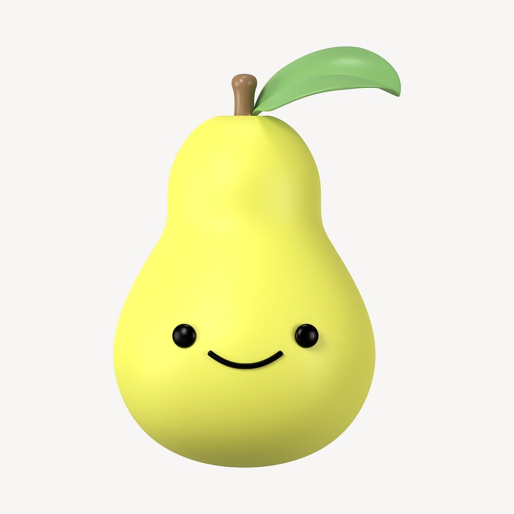 3D smiling pear, emoticon illustration