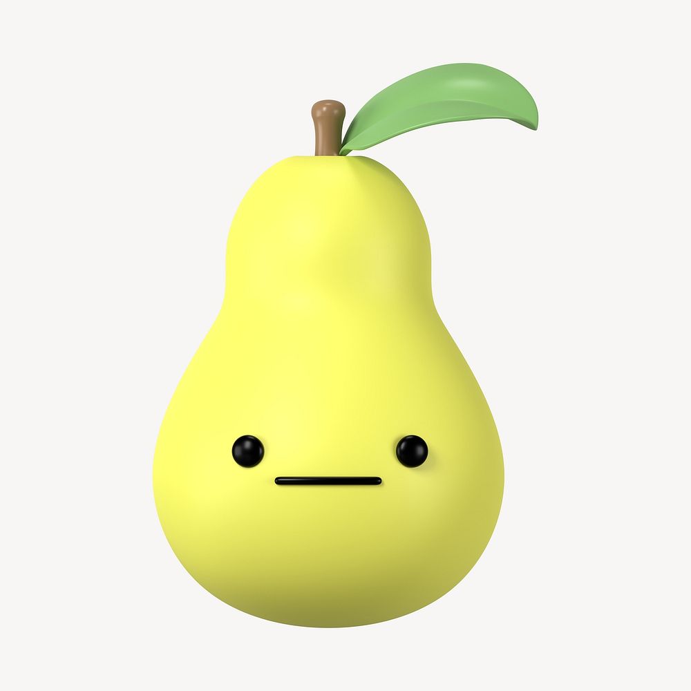 3D neutral face pear, emoticon illustration