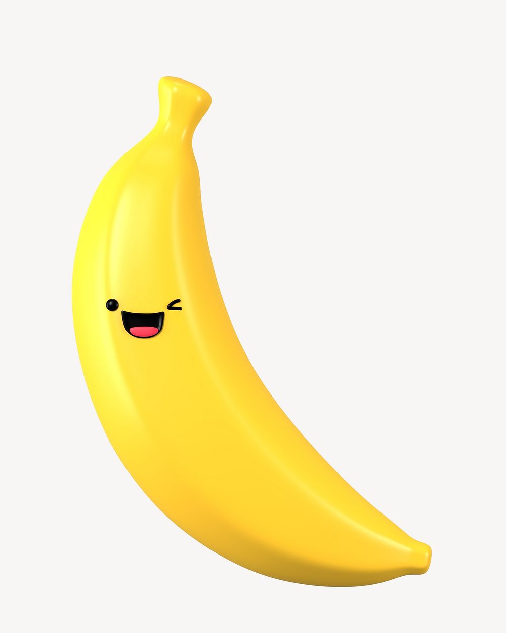 3D winking eyes banana, emoticon illustration
