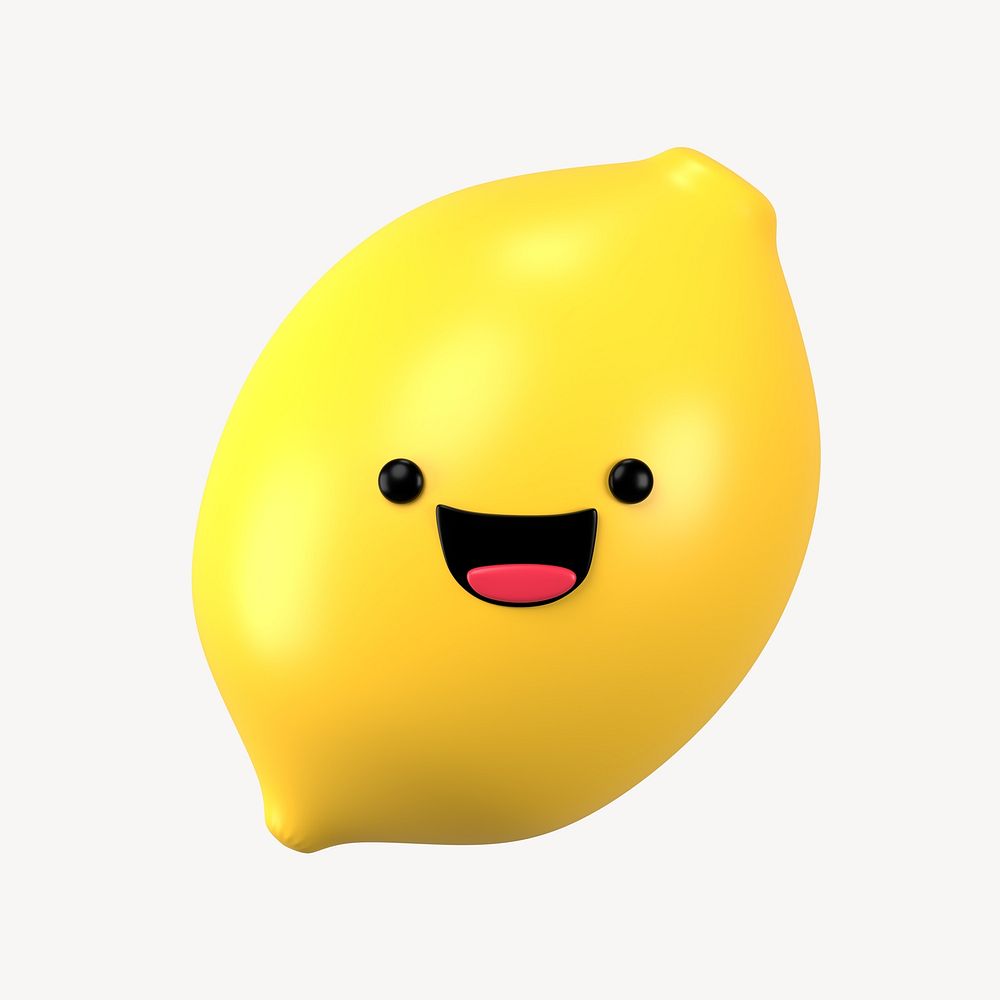3D happy lemon, emoticon illustration