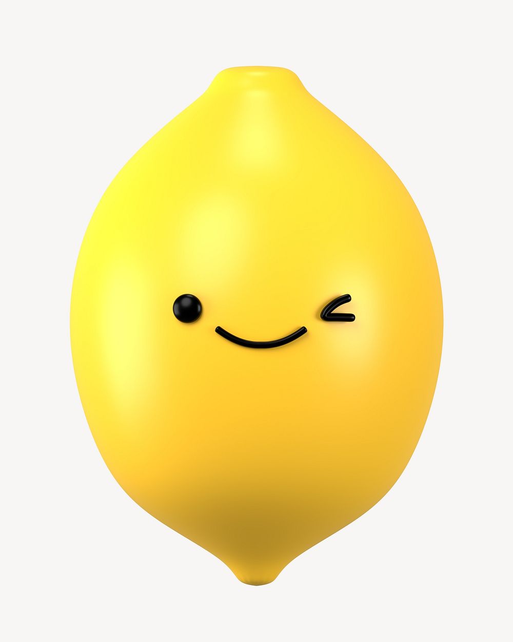 3D winking eyes lemon, emoticon illustration