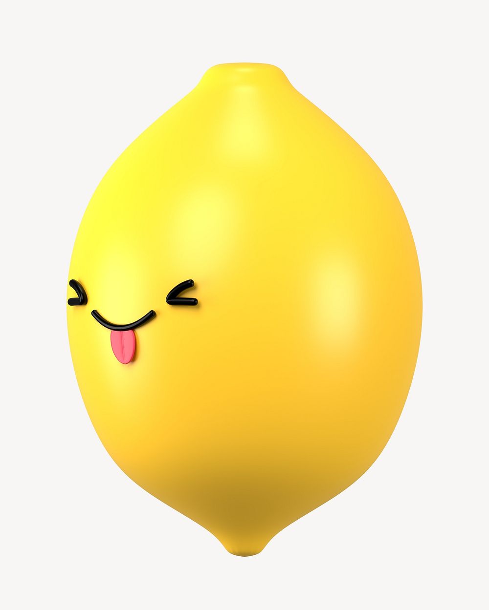 3D playful face lemon, emoticon illustration