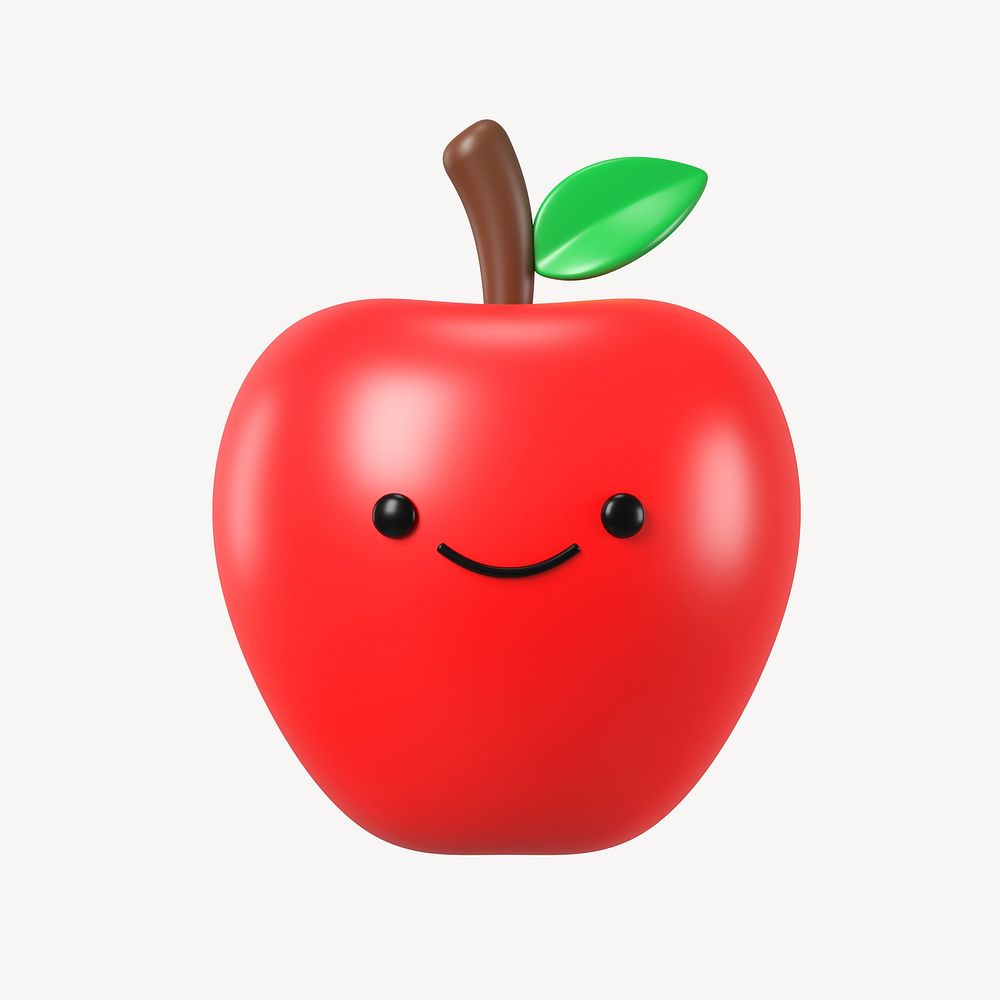 3D winking eyes apple, emoticon illustration