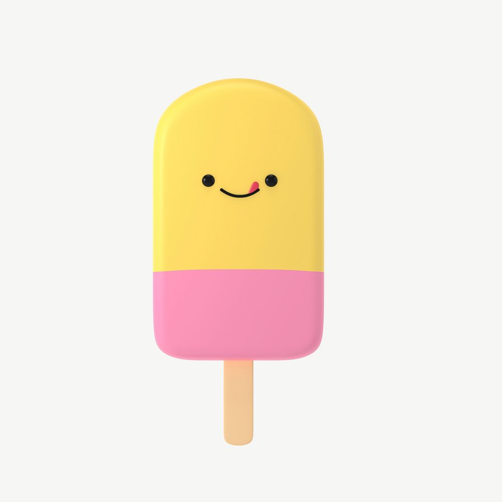 3D yummy face ice-cream, emoticon illustration psd