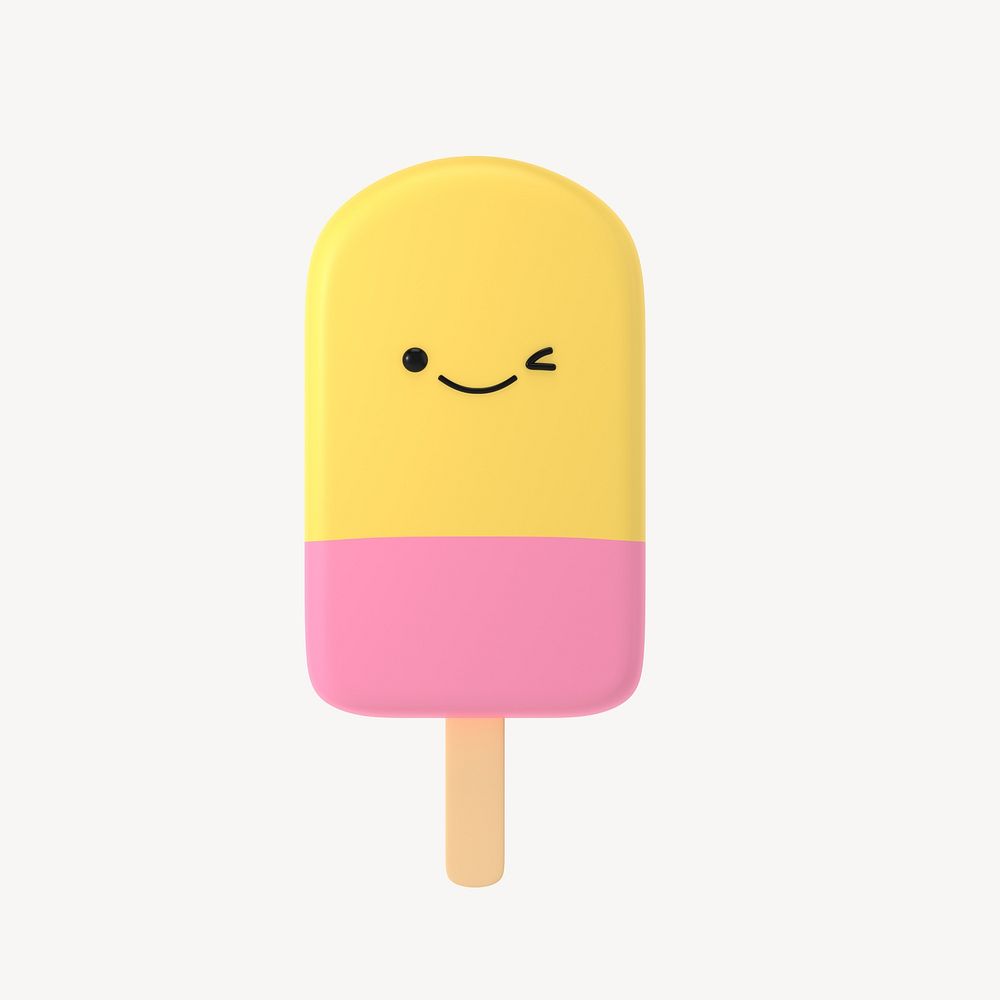 3D smiling ice-cream, emoticon illustration
