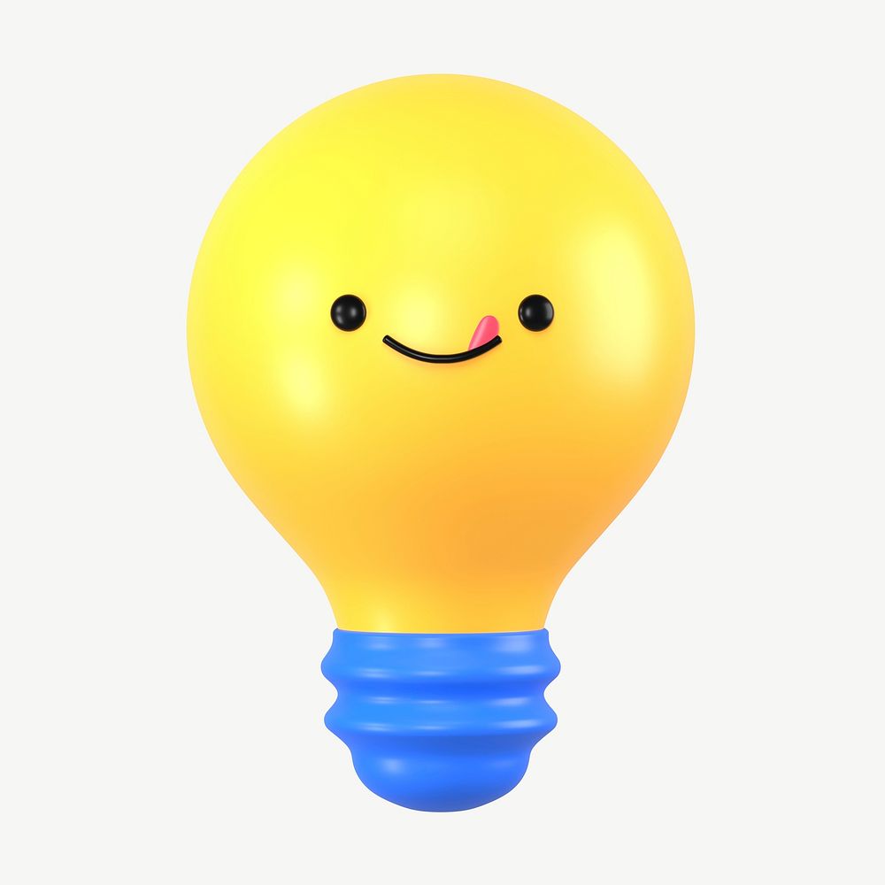 3D yummy face light bulb, emoticon illustration psd