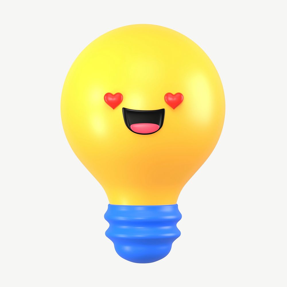 3D in love light bulb, emoticon illustration psd