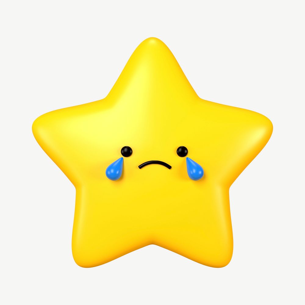 3D crying star, emoticon illustration psd