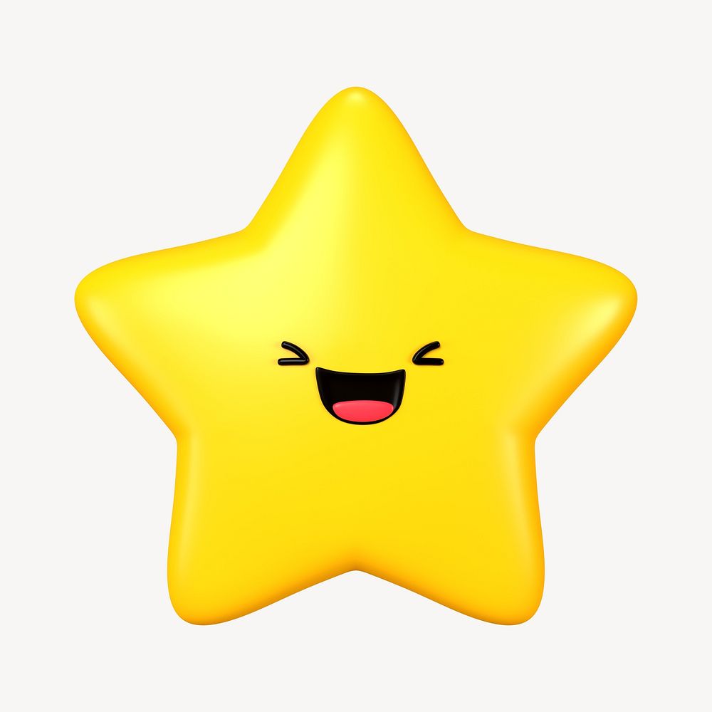 3D smiling  star, emoticon illustration