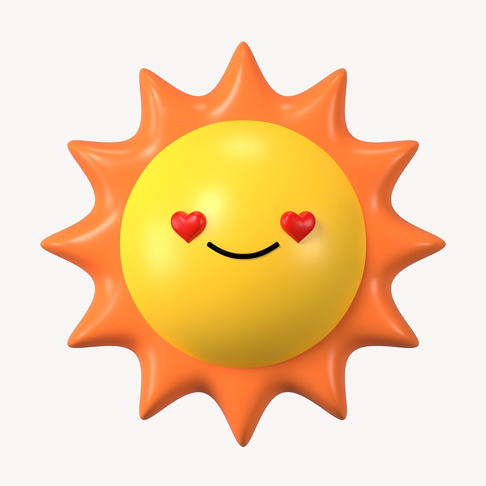 3D in love sun, emoticon illustration