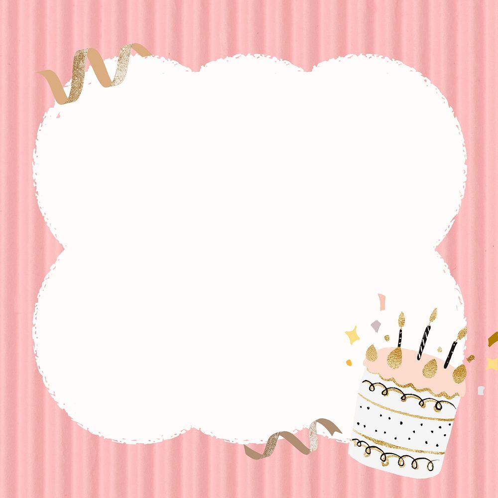 Birthday cake frame background, pink design