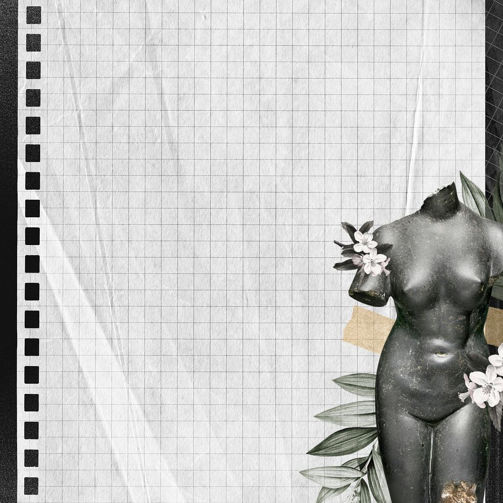 Nude woman's torso sculpture background