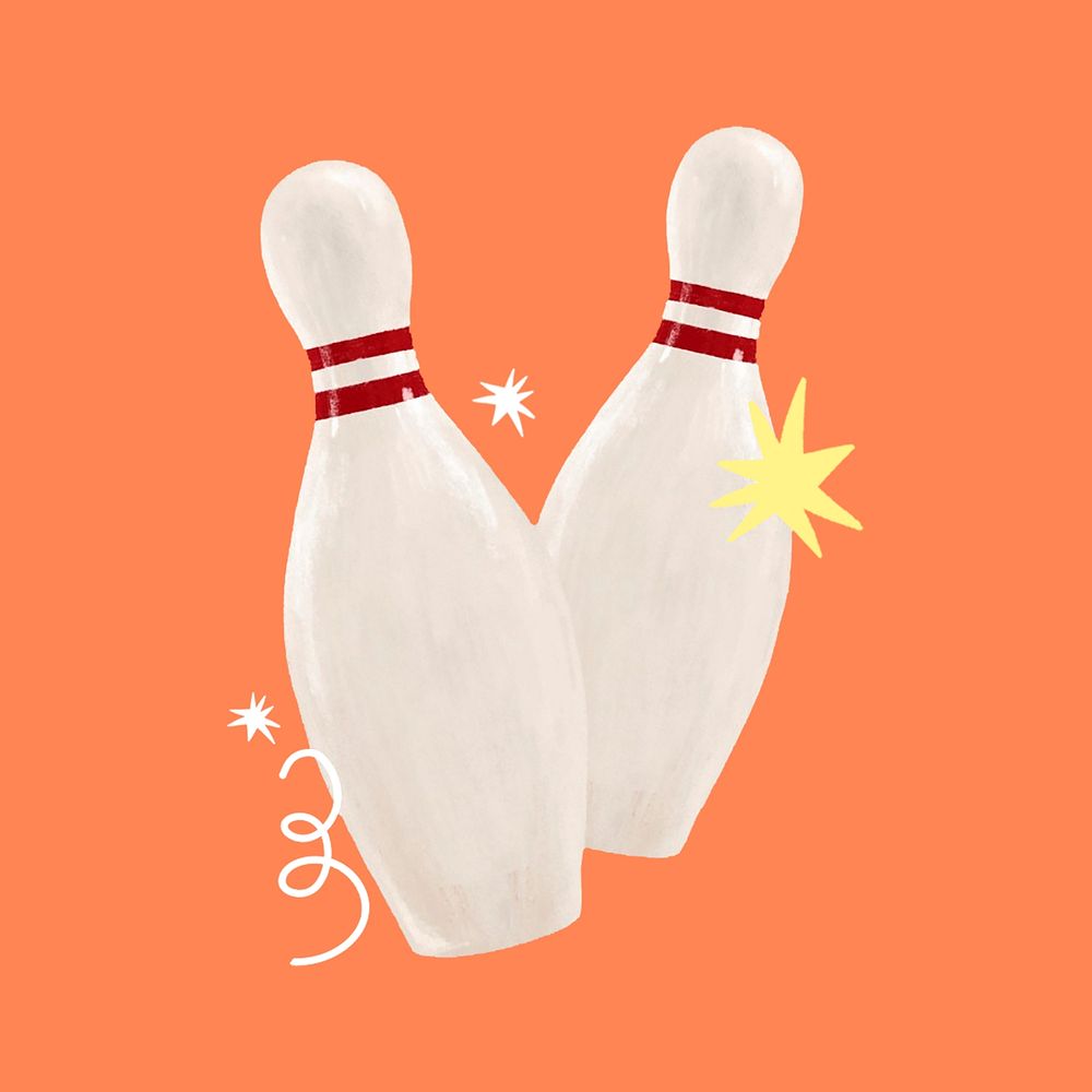 Bowling pins, sports collage element psd