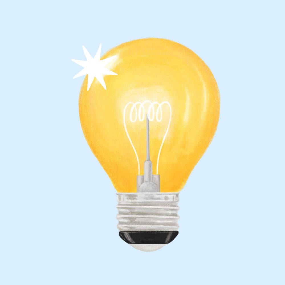 Yellow light bulb, collage element psd