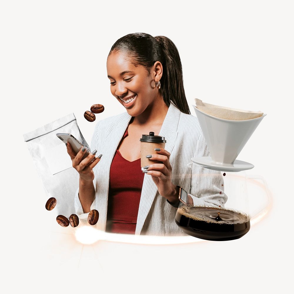 Online shopping coffee business, white design