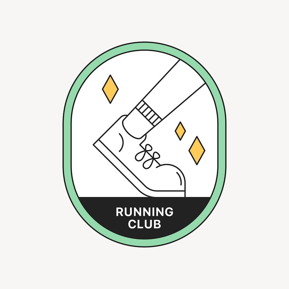 Running club logo badge, line art design vector