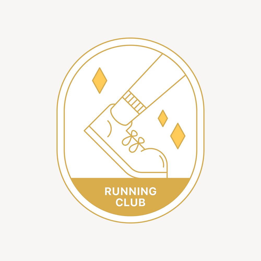 Running club logo badge, gold line art design vector