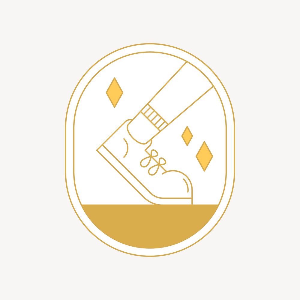 Running sneaker logo badge, gold line art design vector