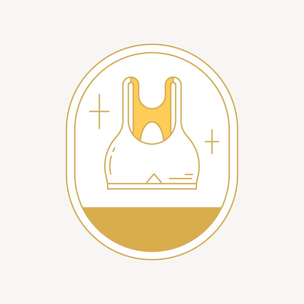 Sports bra logo badge, gold line art design vector