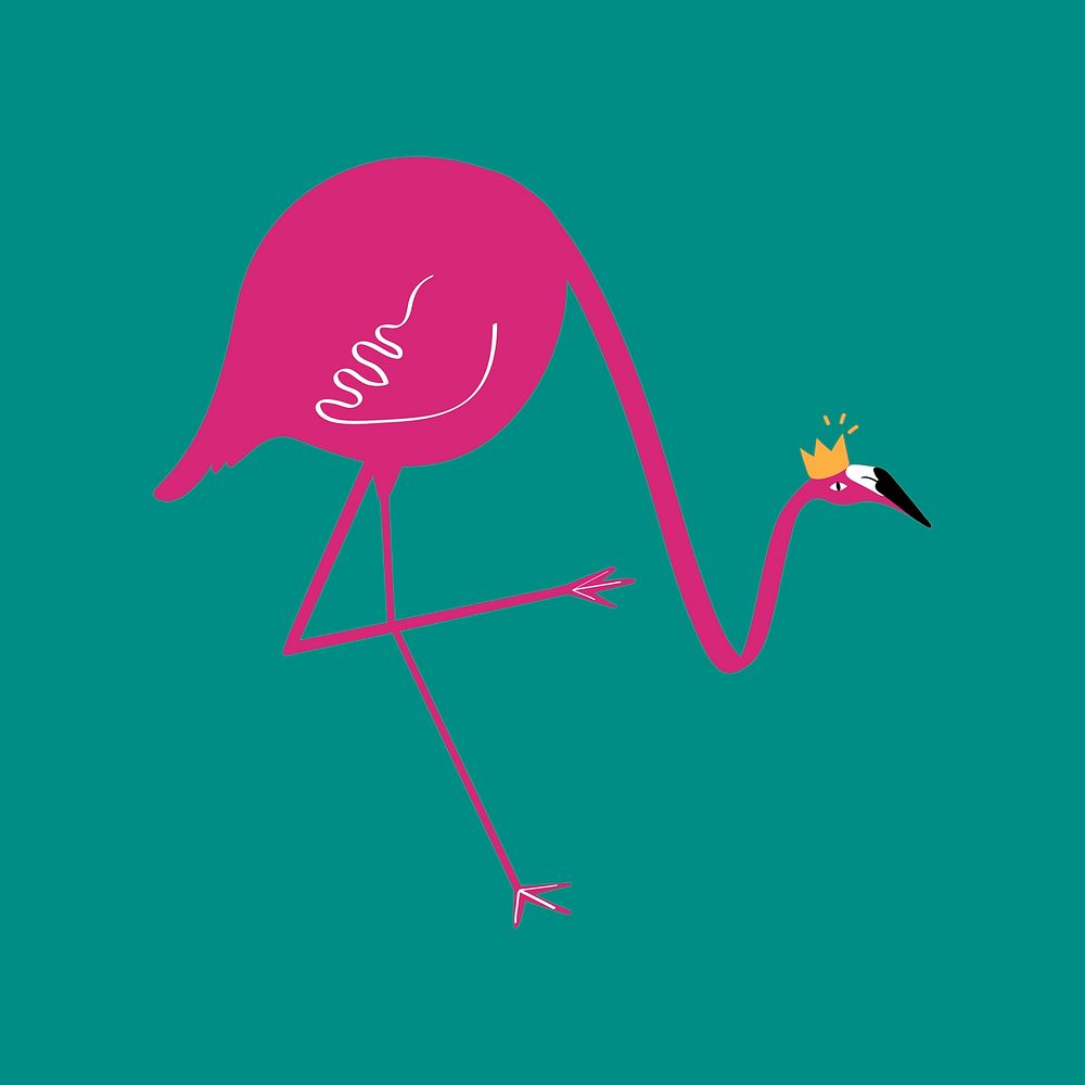 Pink flamingo bird illustration vector 