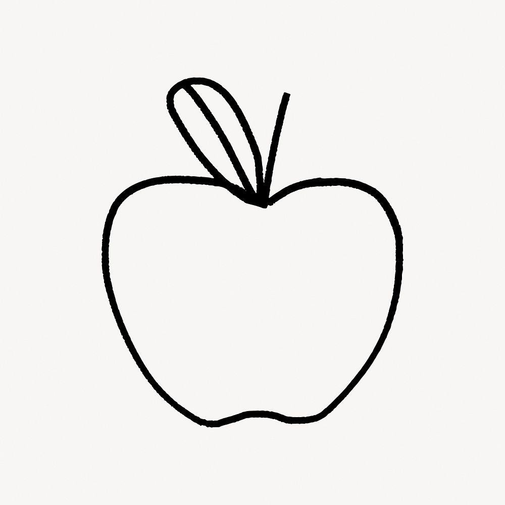 Apple doodle collage element vector