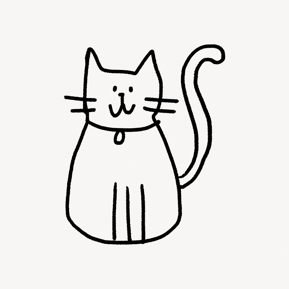 Cat doodle collage element vector