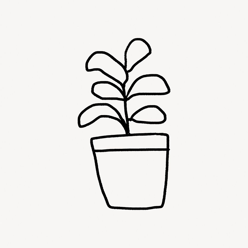 Plant doodle collage element vector