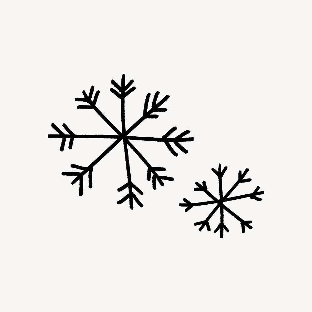 Snow doodle collage element vector