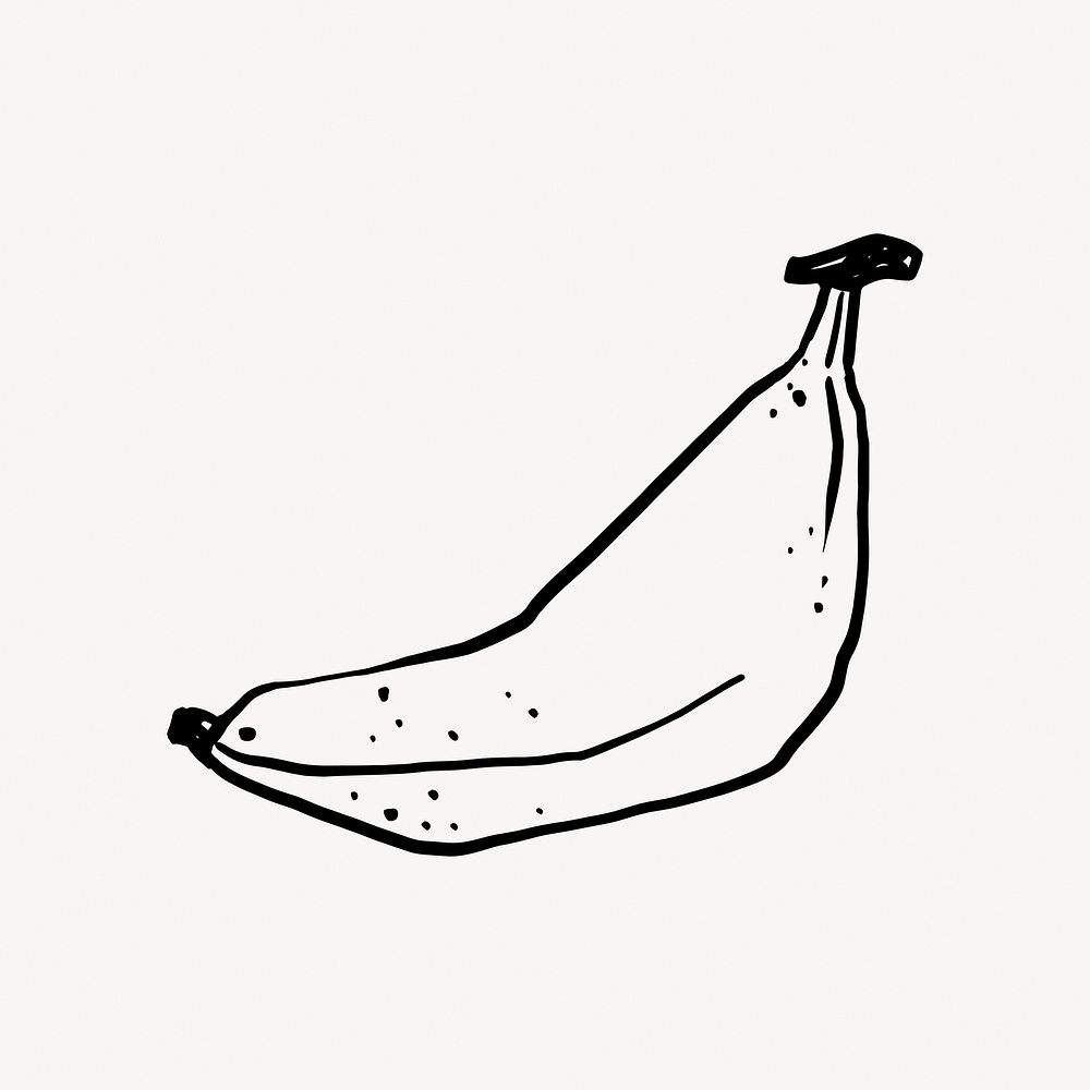 Banana fruit  doodle collage element vector