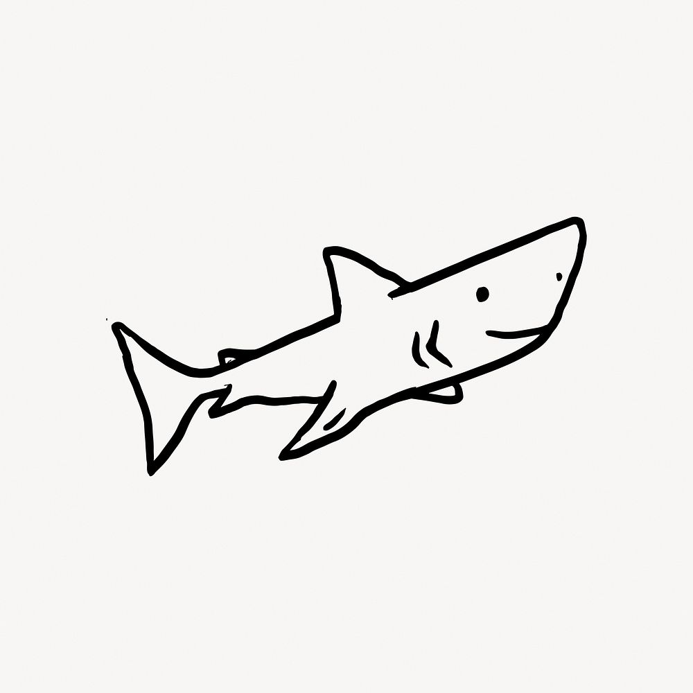 Shark doodle collage element vector