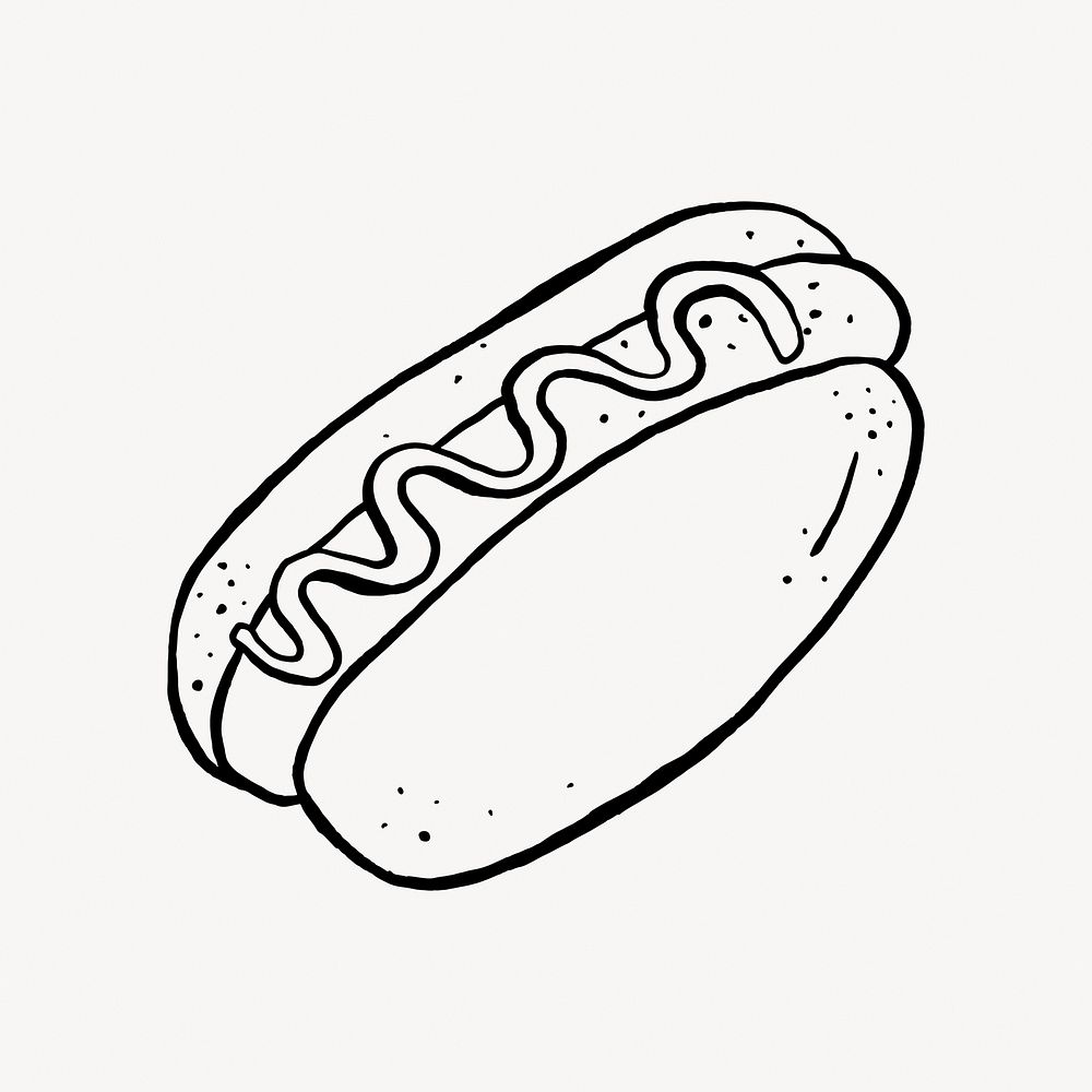 Hotdog doodle collage element vector