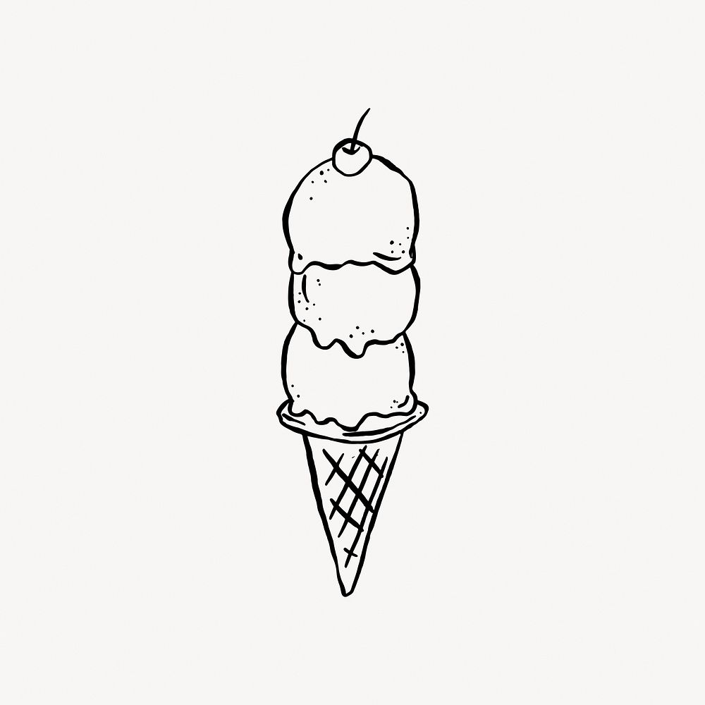 Ice cream doodle collage element vector