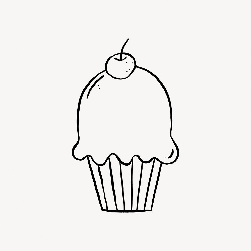 Cupcake doodle collage element vector