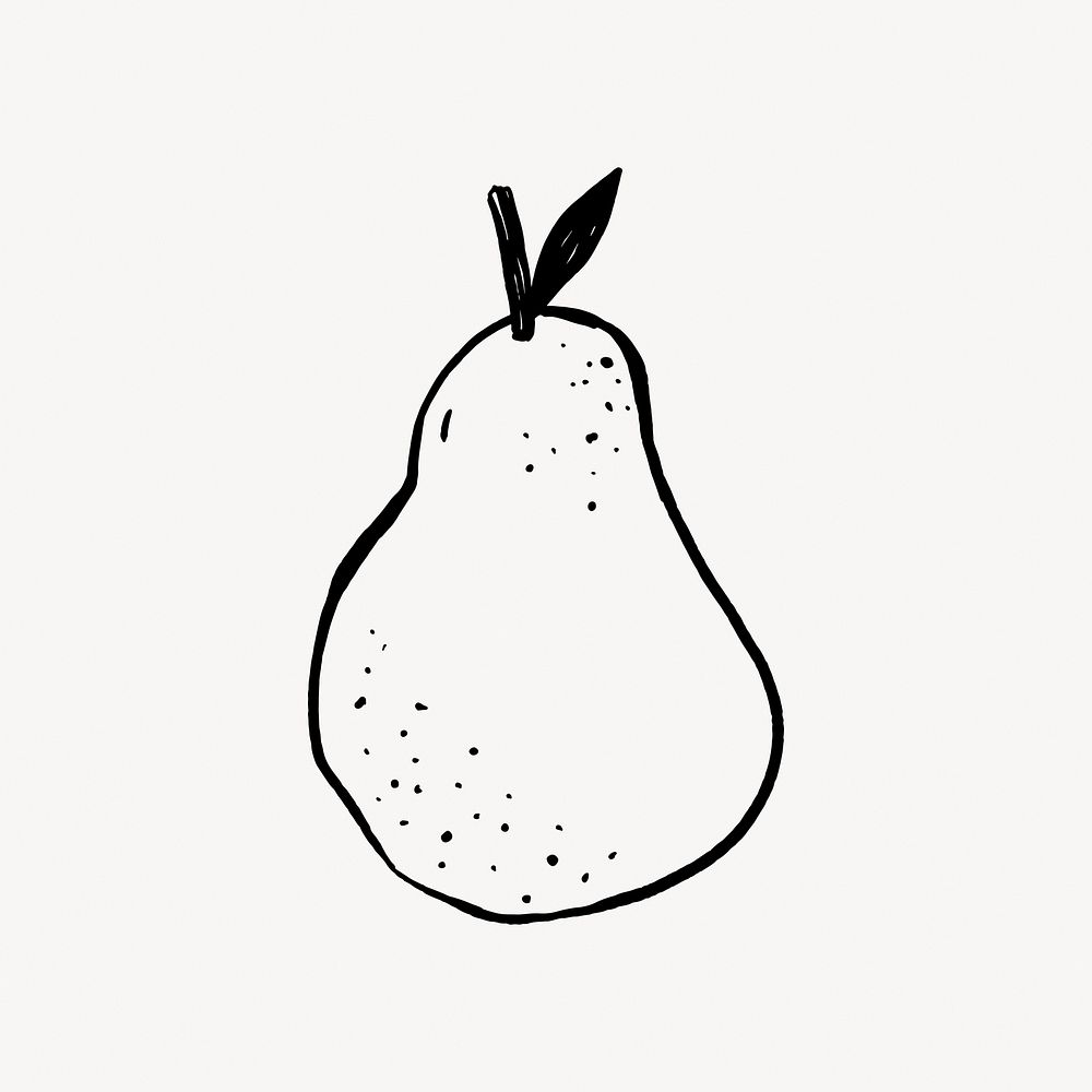 Pear fruit  doodle collage element vector