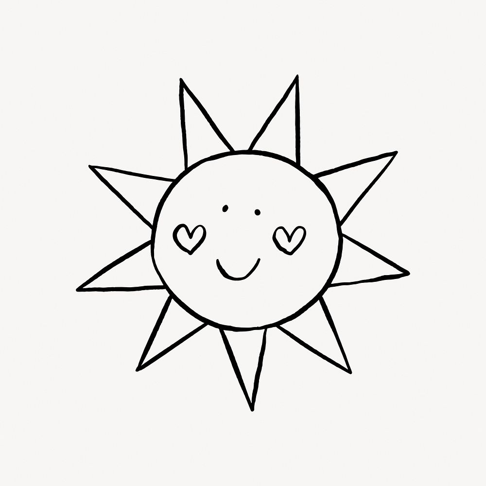 Sun doodle collage element vector