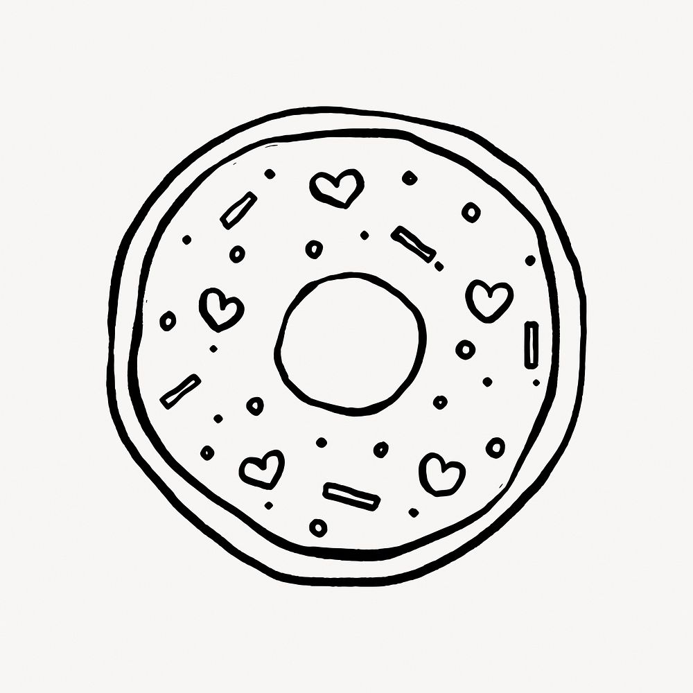Donut doodle collage element vector