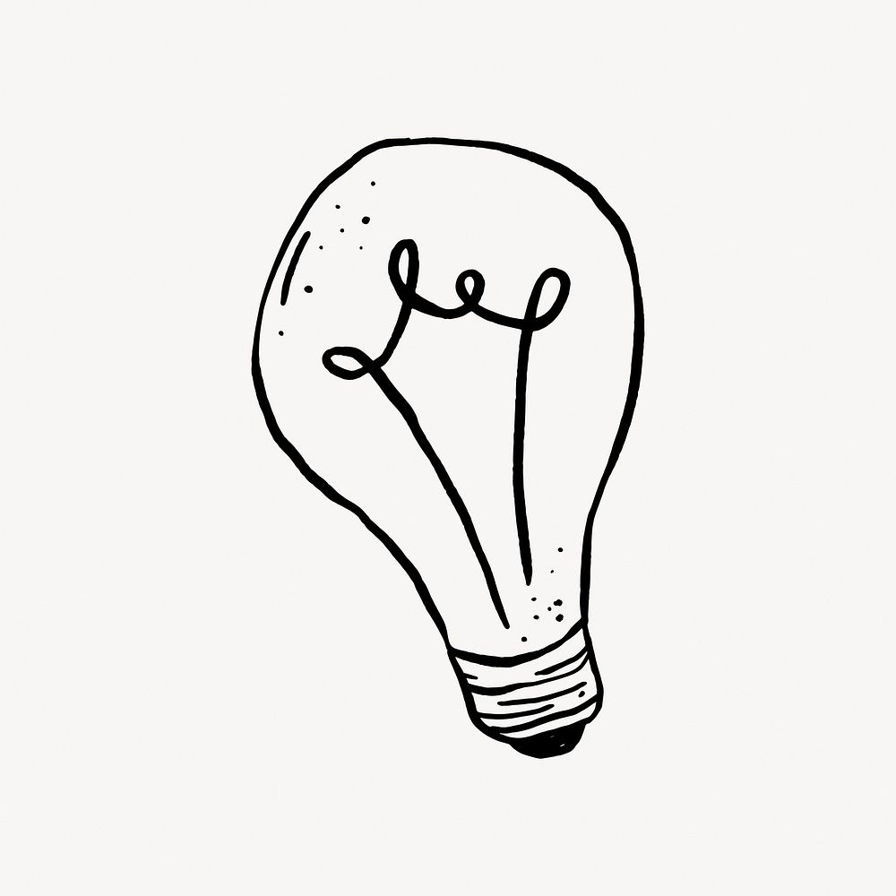 Light bulb doodle collage element vector