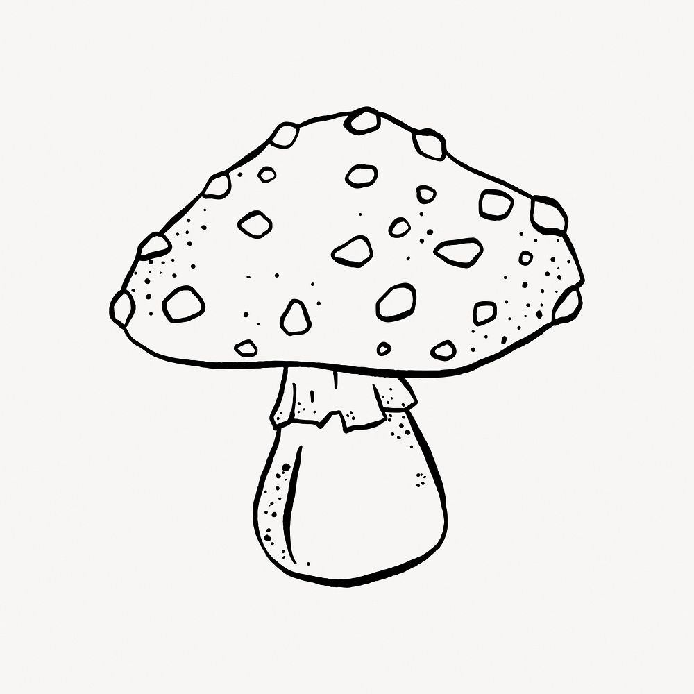 Mushroom doodle collage element vector