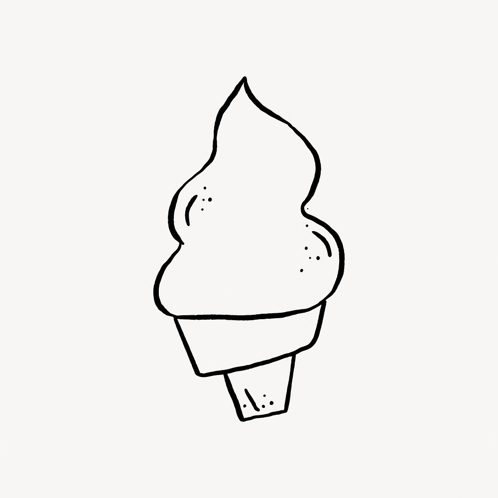 Soft serve ice cream doodle collage element vector